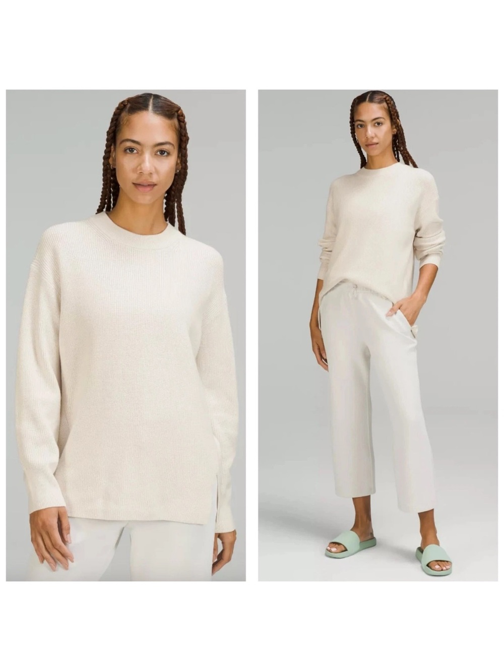 lululemon athletica Cream Crew Neck Sweater